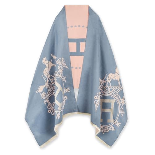EXTREE Scarfs for Women Pashmina Silky Shawl Wrap for Evening Dressing Blanket Open Front Poncho Cape Abp-blue