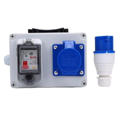 Eujgoov 175 X 125 X 75mm Outdoor Portable Industrial Socket Boxes High Current Wall Mounted Electrical Boxes Circuit Breakers Sockets Distribution Construction Sites 220-