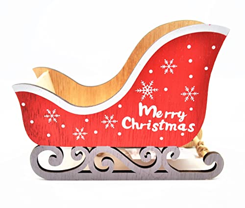 BETTER WITH FRIENDS mk2 Trineo de papá Noel Carro de Renos Soporte Feliz Dulces pequeños Regalos decoración de la Natividad 18cm 14cm 8cm. Madera Hecha a Mano