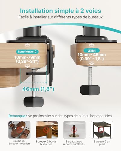 Support double écran 13-34 pouces bras de moniteur vertical réglable VESA - 6