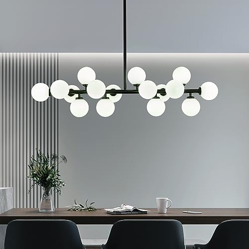CROSSIO Modern Linear Chandeliers Black 16 Lights Pendant Light Fixtures