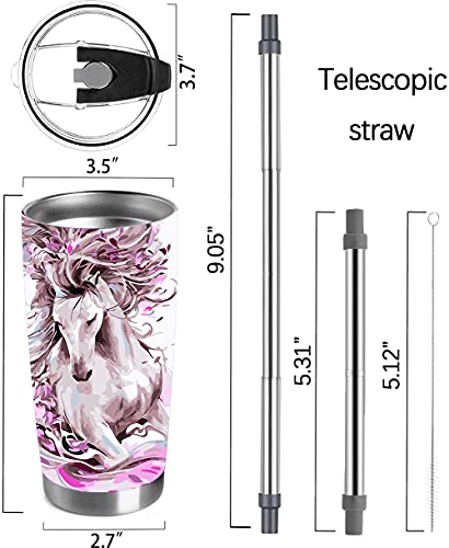 Qdkva 20Oz Horse Tumbler Cup, Insulated Tumbler With Lids, Stainless Steel Double Vacuum Coffee Tumbler Cup, Tumbler Travel Mug (Colorful Horse) #TOP2