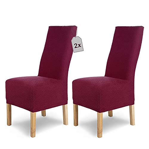 Housse de chaise en flanelle extensible Luna-Long rouge par 2