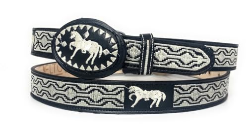 Kids Embroidered Black Charro Western Belt - Cowboy Rodeo Horse Cinto Bordado2