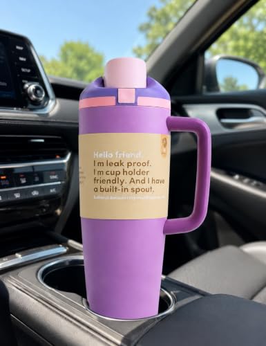 Image of HomeCloud 1200ML Stainless Steel Water Bottle - Double-Wall Vacuum Insulated, Leakproof Straw Lid, BPA-Free Reusable Travel Flask with Two-Way Spout for Gym, Office & Outdoor Use (H Purple)