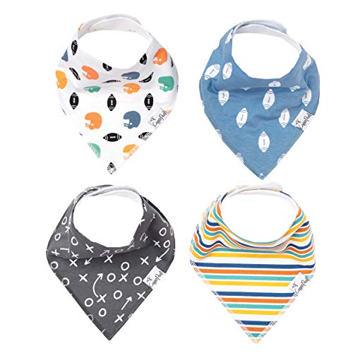 Image of Copper Pearl Baby Bandana Drool Bibs for Drooling and Teething 4 Pack Gift Set Quarterback