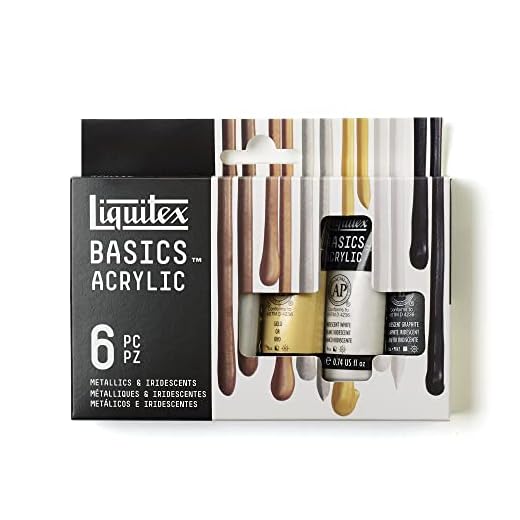 Liquitex BASICS, Set de pintura acrílica Studio, 6 tubos de 22 ml, colores metálicos e iridiscentes