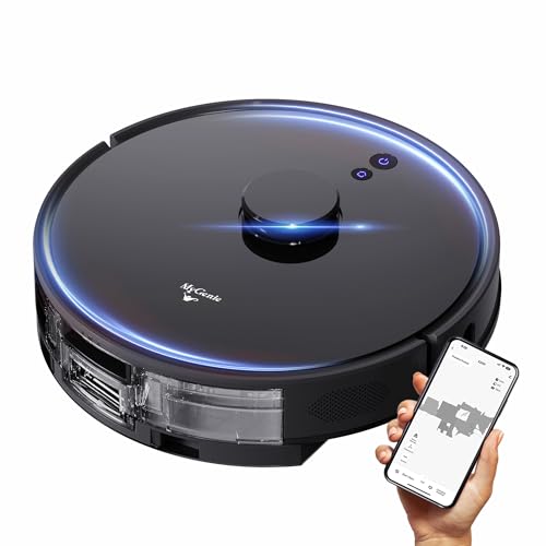 MyGenie Laser Sonic AI Robotic Vacuum Cleaner and Mop | Smart LIDAR Mapping | 2-in-1 Wet & Dry Cleaning | App Control & Virtual Barriers | 3000Pa Suction Power | Self-Charging | Black