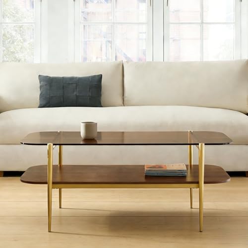 Saint Mossi Tadio Double Layer Glass Coffee Table for Living