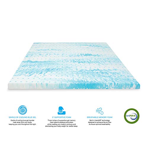 Biopedic 3-Inch Gel Swirl Memory Foam Mattress Topper, Queen #TOP5