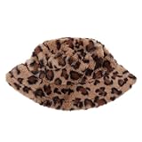 iplusmile Warmer Damen Fischerhut aus Plüsch Leopardenmuster Weich Gefüttert Modische Wintermütze für Herbst und Kalte Tage