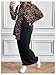 MakeMeChic Women's Maternity Clothes 2 Piece Summer Outfit Cheetah Print Button Down Shirt and Tank Maxi Dress Sets Black and Brown X-Large