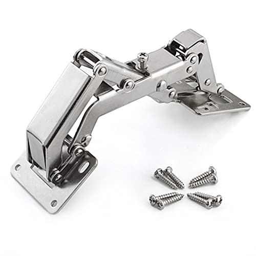 170 Degree Hinges Frameless Cabinet Door Hinges Hidden Hydraulic Adjustable Mounting Hinges Soft Closing Stainless Steel Buffer Damping Wardrobe, 1 Pair (Full Coverage) #TOP25