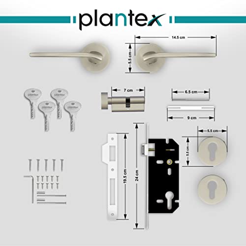 Image of Plantex Fully Brass Door Lock with 3 Years of Warranty /Main Door Lock for Home /Mortise Lock for Door - Main Door Lock Set (Sumer-3037, Matt)