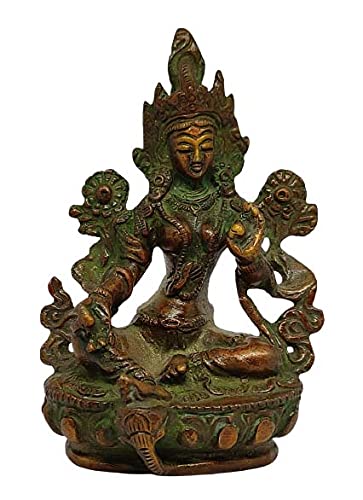 Sharvgun Goddess Tara Golden Brass Statue For Temple Pooja Diwali Good Luck Showpiece/Figure/Murti/Sculpture 7.9 Ounce-3.5X1.6 Inch #TOP19