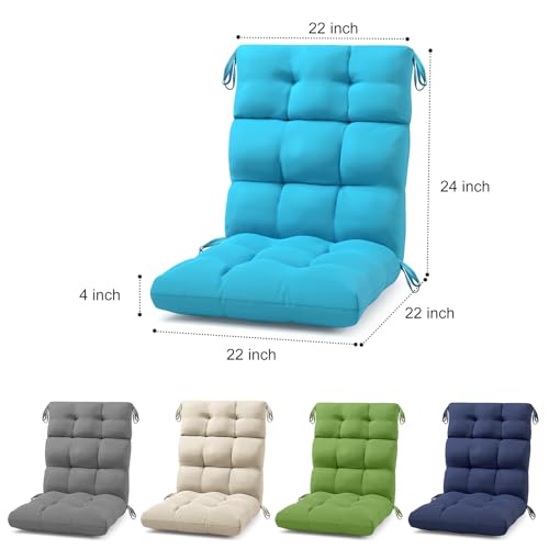 PATIOASIS Rocking Chair Cushion,Outdoor Seat Cushions for Patio Furniture Non-Slip Overstuffed Patio Chair Cushion Water-Resistant UV-Proof Lake Blue Home Decor Chair - Thumbnail 2