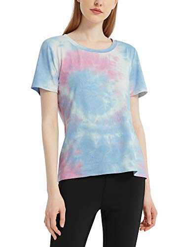 MessBebe T-Shirts Femmes Blouses Manches Courtes Chemise Col Rond Tie Dye Tops Ete Casual Basiques Tee Ample Cover