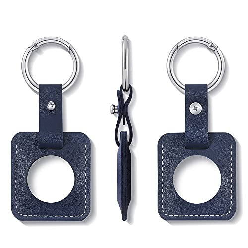Pu Leather Apple Airtag Case, Square Air Tag Keychain With 2 Screen Protector Sticker For Wallet Bag Pet Dog Cat Anti-Scratch Protective #TOP1