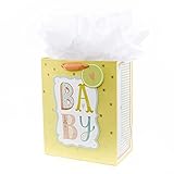 Hallmark 13' Large Gift Bag with Tissue Paper (B-A-B-Y, Yellow) for Baby Showers, New Parents and More