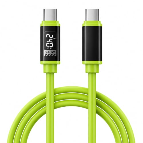 Image of USB-C to USB-C 240W PD Fast Charging Cable, 2M Silicone, Digital Power Display, Super Fast Charging & High-Speed Data Sync, Durable Tangle-Free Charger Cable Compatible with All Device
