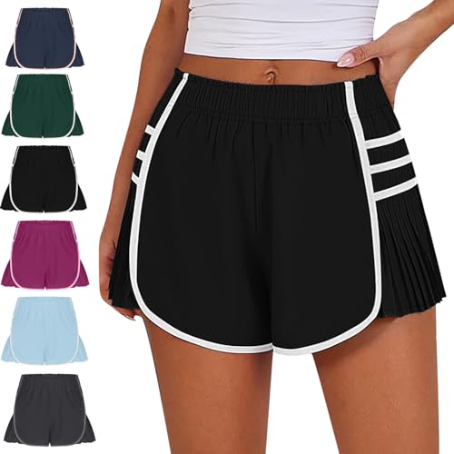 GDKRTNAJ High Waist Pleated Sports Shorts,Running Shorts High Waisted Quick Dry Athletic,Athletic Shorts for Women (C,M)