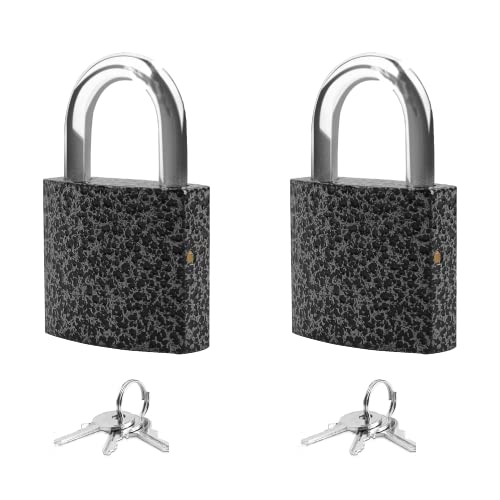 XFJSAK 2 Pack Small Padlock with 3Keys (keyed Alike)，Locker Lock 30mm, Lock with Key Padlock for Sheds, Storage Unit School Gym Locker, Toolbox, Gym Locker Padlocks, Keyed Padlocks(Black)