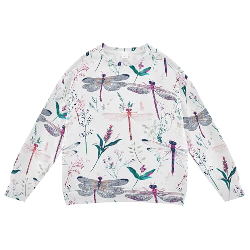 JUNZAN Cute Dragonfly White Little Kids Sweatshirts Hoodies Crewneck Tops Clothing Shirts Athletic 4T
