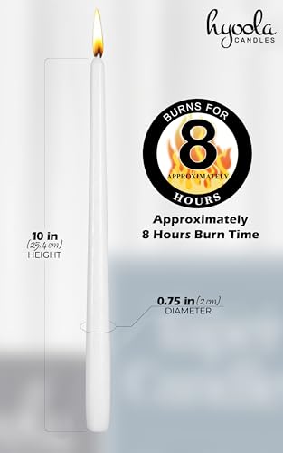 Hyoola 11101 12 Pack Tall Taper Candles - 10 Inch White Dripless, Unscented Dinner Candle - Paraffin Wax thumb #3