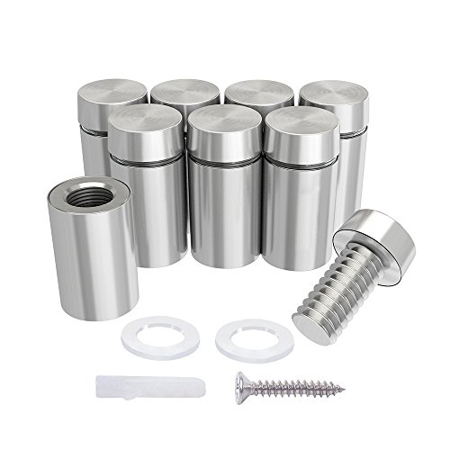 LuckIn 20-Pack 1/2 x 3/4 Inch Stainless Steel Standoff Screws, Mounting Glass Hardware Sign, for Hanging Acrylic Picture Frame