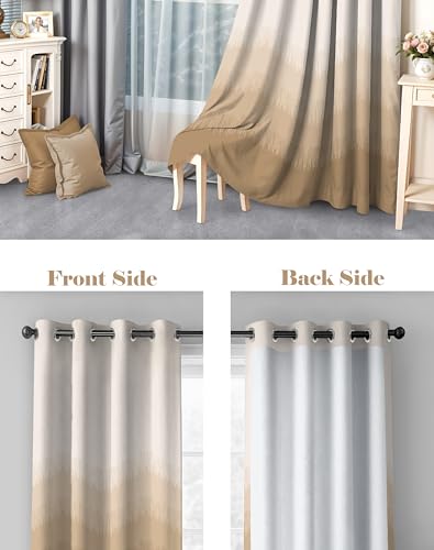 Image of Casableu Kivo Digital Print 85% Blackout Curtains for Door /Window, Thermal Insulated, Tie Back, Wider Width 50 in, Eyelet Curtains for Living Room /Bedroom (Brown 7 ft Set of 2)