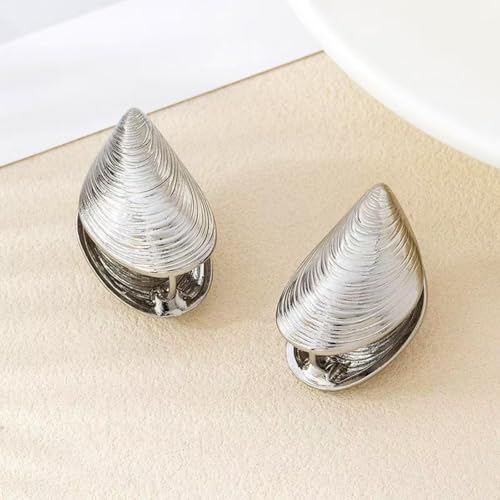 Clamshell Hoop Earrings for Women Statement Unique Seashell Earring 925 Sterling Silver Shell Stud Earrings Coastal Cowgirl Jewelry2