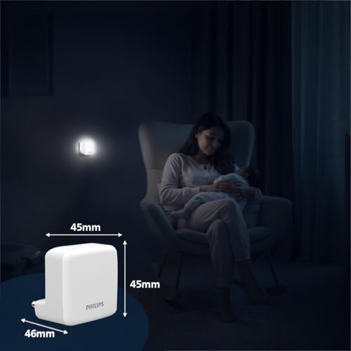 Image of Philips LED SereneShine Plug-in Night Lamp 0.5W | Cool White LED Night Light | Soft Glare-Free Illumination | Energy Efficient | Ideal for Bedroom, Hallway & Kids Room | Pack of 10