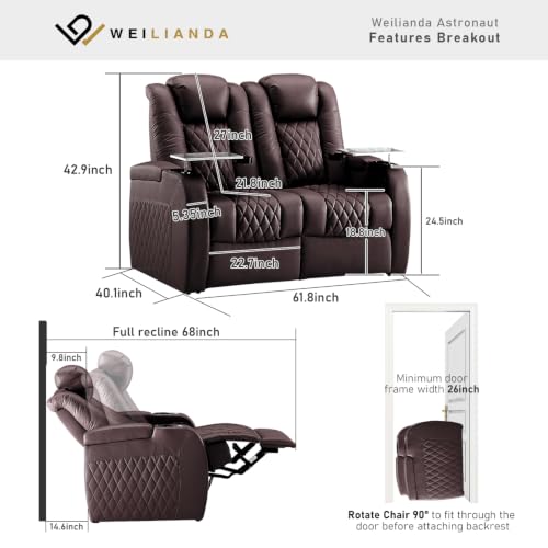 Image of Weilianda Home Theater Seating, Top Grain Leather Movie Theater Chair
