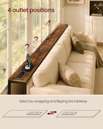 Image of VASAGLE 78.7 inchConsole Table, 25.2-35.2 inchHeight Adjustable, with Power Outlet
