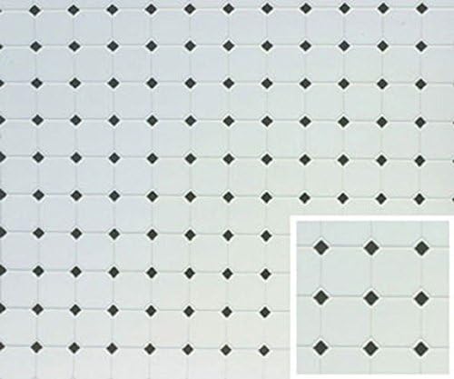 Dollhouse Miniature Diamond Tile Flooring in Black & White