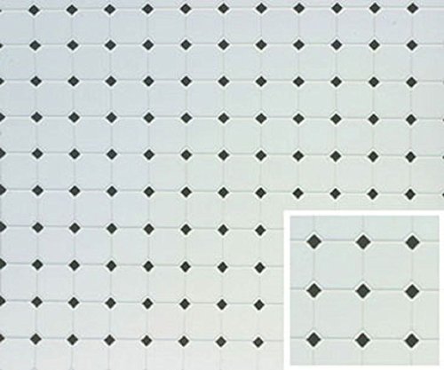 Dollhouse Miniature Diamond Tile Flooring in Black & White
