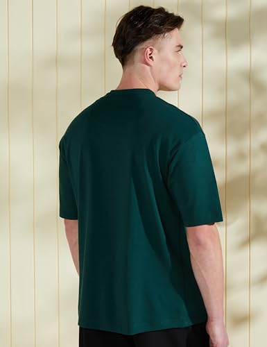 Image of Amazon Brand - Symbol Men Solid Cotton Oversized Round Neck Tshirt | Half Sleeve | Plain (Available in Plus Size)