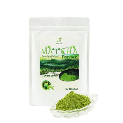 EFOOFAN Matcha Green Tea Powder - Premium Culinary Grade (9OZ) - EU Regulations- Japanese Tencha Tea Flavor - Te Verde Macha Latte Powder Unsweetened