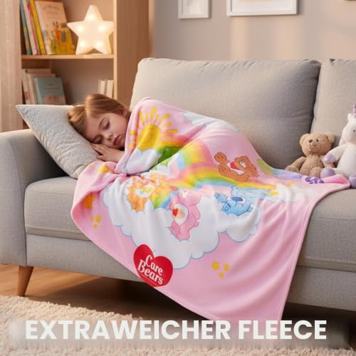 Care Bears Kuscheldecke 130x150 cm für Kinder, Flauschige Fleecedecke mit Motiv, Weiche Decke für Sofa und Bett, Geschenk Mädchen und Jungen – Ansicht 4