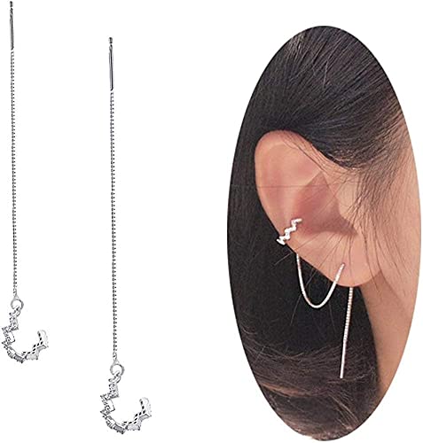 Bijoux d'oreille anti-allergie en argent 925 à pompon ondulé - 4