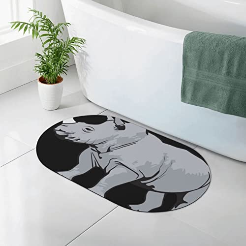 Alfombrilla de Suelo de Rinoceronte Animal, Alfombrilla de baño de Tierra de diatomeas, Alfombrillas de Ducha Antideslizantes absorbentes, Alfombrillas de 40x60cm Cover