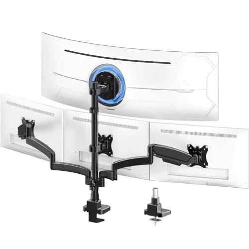 WORLDLIFT 上下 モニターアーム 4画面 17-49インチ対応 左右27インチ対応 ディスプレイアーム ロングポール800mm 耐荷重20kg 角度調節 回転調節 VESA対応 75x75/100x100mm