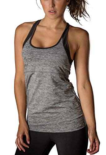 icyzone Women's Activewear Workout Yoga Spaghetti Strap Racerback Tank Top with Built in Bra2