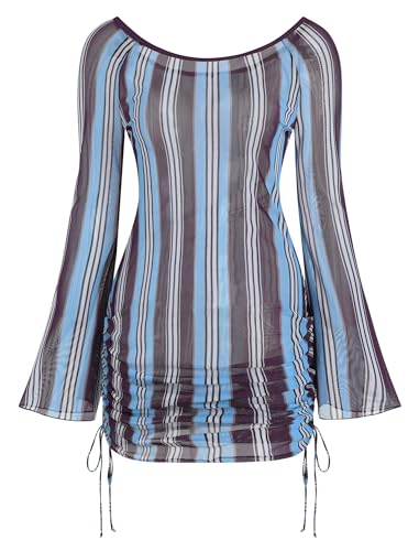 Image of ZAFUL Womens Swimsuit Cover Up Dress Off Shoulder Hollow Coverup Bathing Suit Mesh Swim Beach Dress