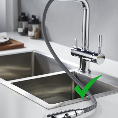 Universal Brauseschlauch 150 cm 1/2 Zoll x M15x1 für Küchenarmatur mit ausziehbarer Brause ersetzt 125763 | Ersatzschlauch mit chrom Anschlüssen | Brauseschlauch für Wasserhahn | (Chrom 150 cm)