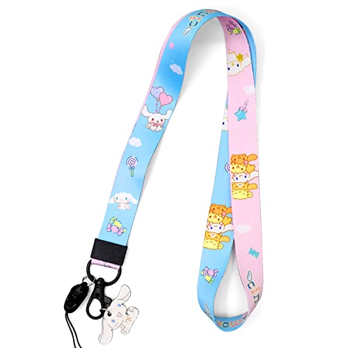 Lanyard for Keys,Lanyards for ID Badges,Lanyard for Women,Cute Cinnamorol Lanyard,Kawaii Lanyard,Anime Lanyard,Blue and Pink Lanyard