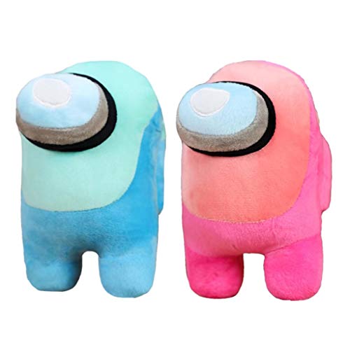 2PCS 7.8inch/20cm Among us Plush Stuff Animal Plushies Toys,Cute Soft Plush Among Us Plush Stuffed Animals Among Us Game Plush Toy Plushie Doll Gifts for Kids Birthday Christmas Xmas Gift (Blue+Pink)