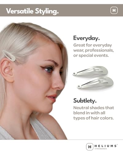 Heliums Snap Clips - Ash Blonde - 5cm Metal Hair Barrettes for Women and Kids, Metallic Finish Blends with Light Blonde Hair Color - 12 Count - Image 4