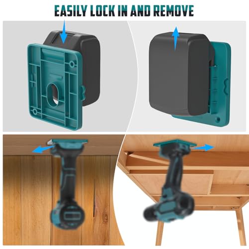 20 Packs Tool Holder and Battery Mount Holder Compatible for Makita 18V, 10 Pack Battery Mounts Rack Fit for 18V Batteries, 10 Pack Drill Hangers Organizer, for Garage/Workshop Storage(w/60 Screws) by Crivnhar - Image 6