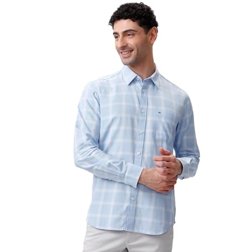 Image of BASICS 100% Cotton Checked Shirt for Men | Slim Fit | Everyday Smart Casual Wear | Full Sleeve
